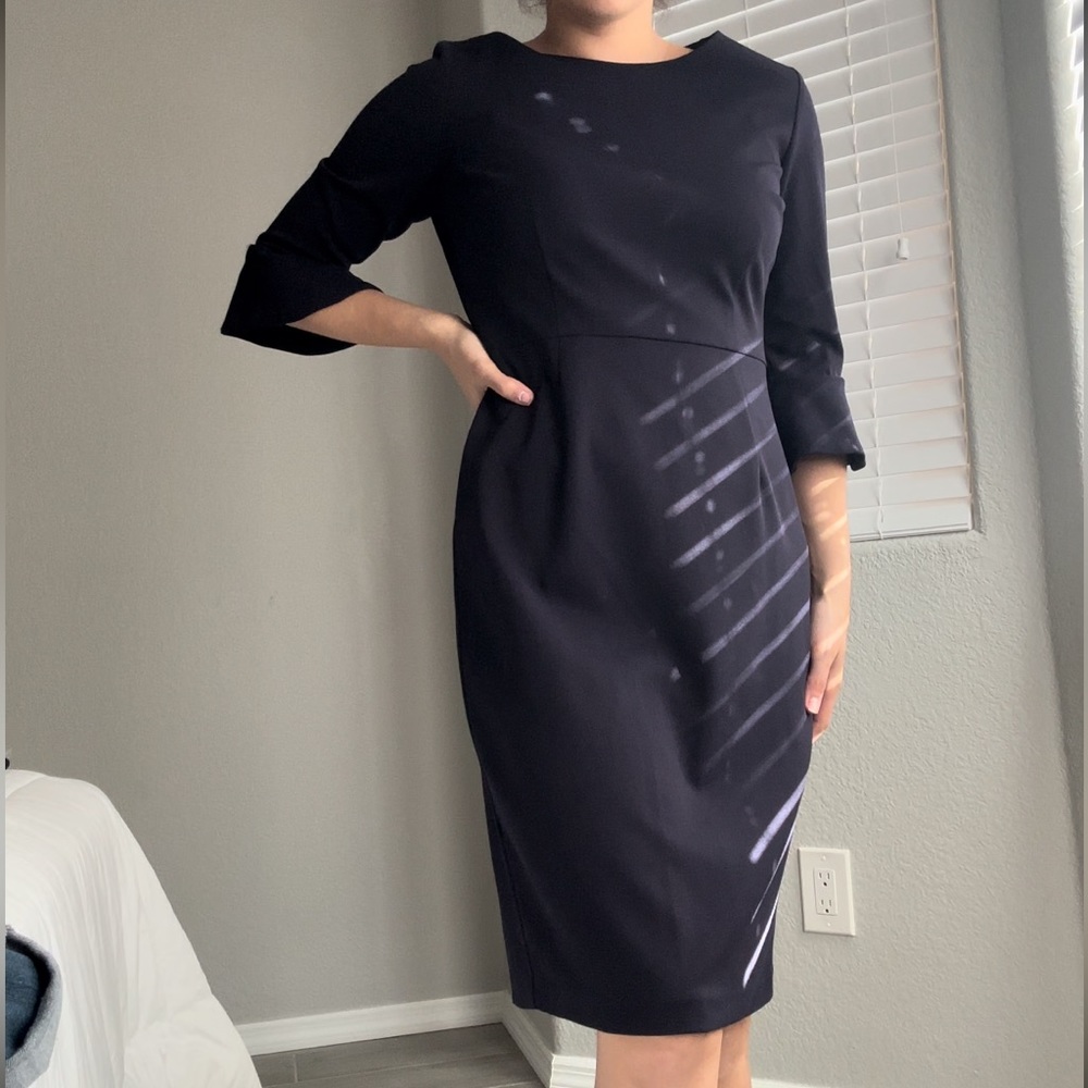 Navy Dress Ruffle Sleeves